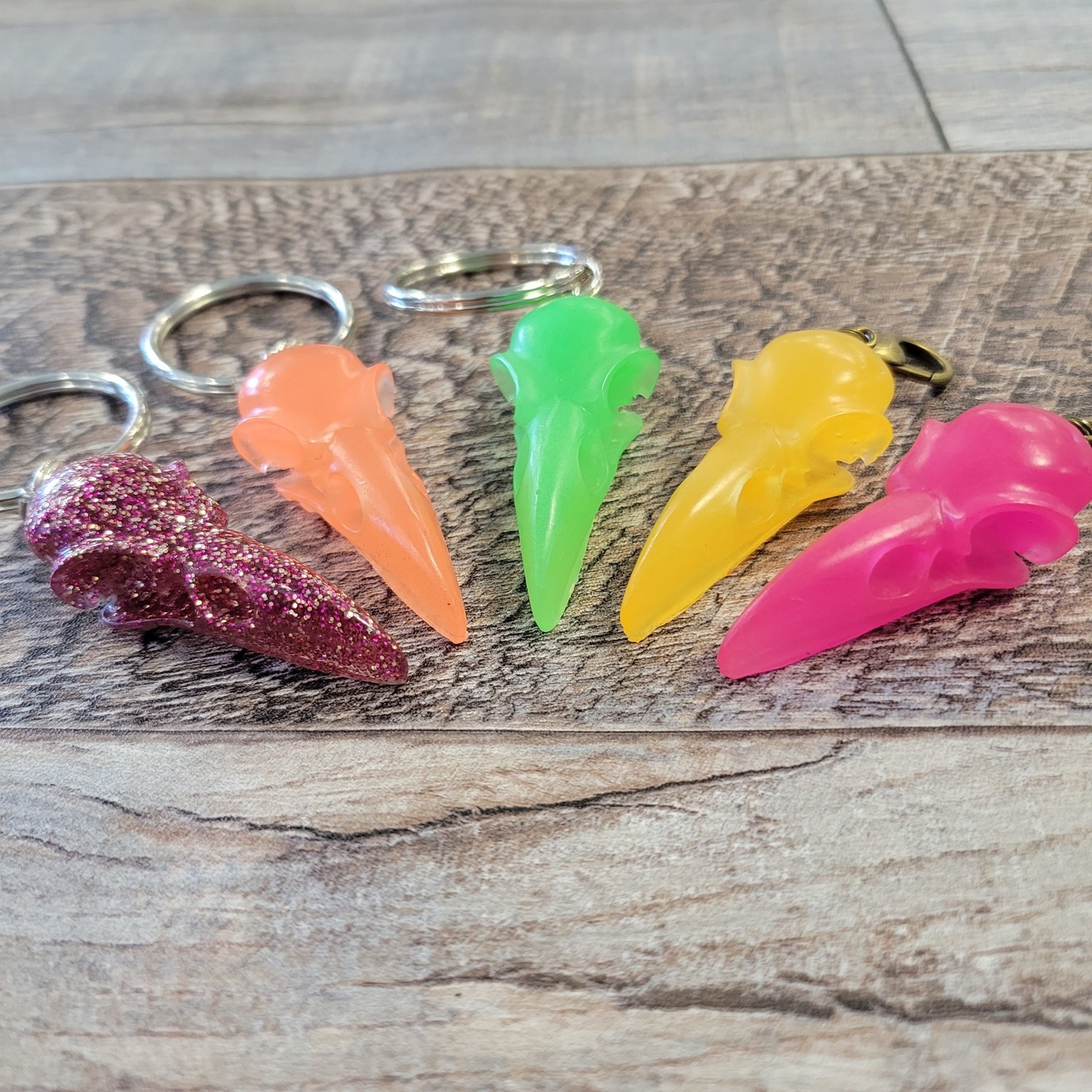 Julia's Resin Crow Skull Keychain