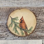 Wood Cookie Painting - Cardinal Male