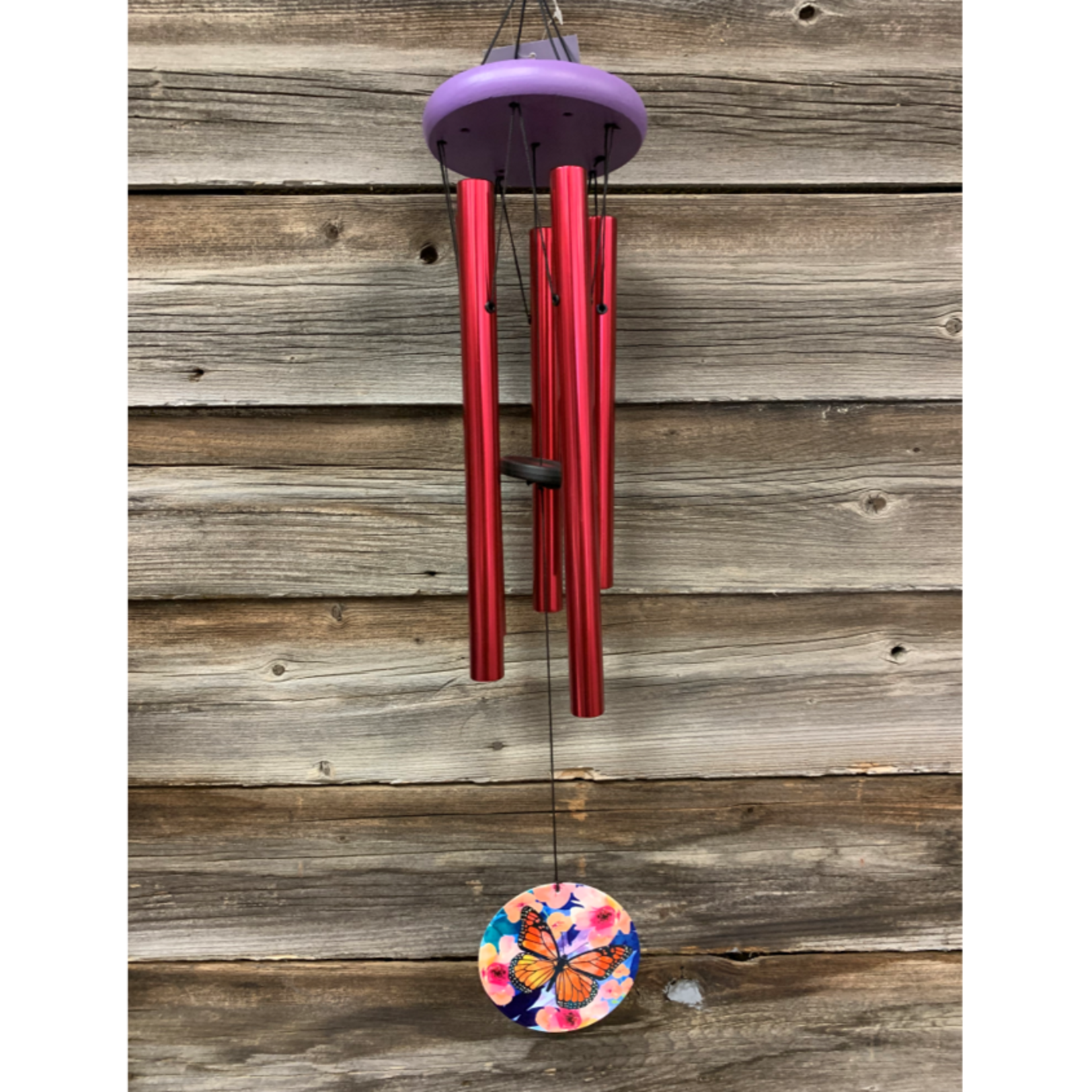 Wind Chime - Red Tube Butterfly 26"