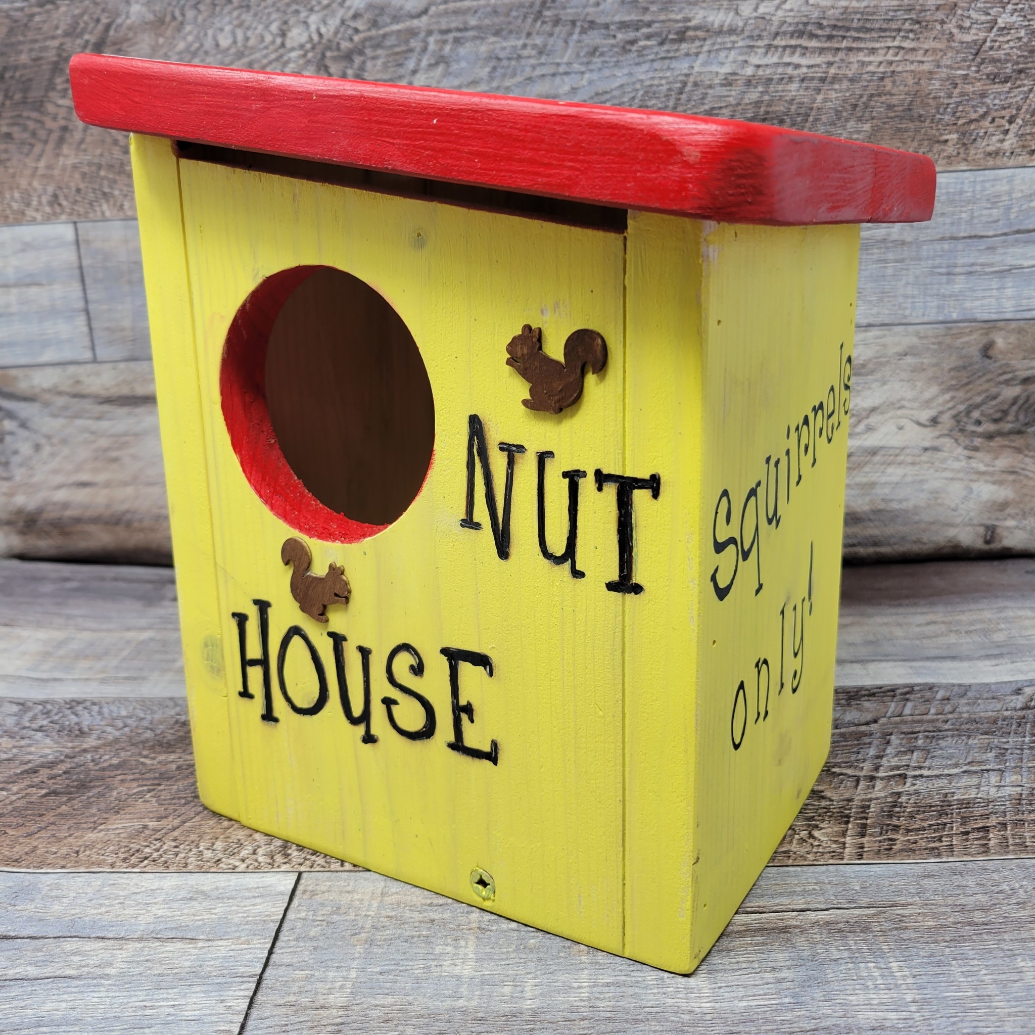 Vern's Painted Bird House Squirrels Only Backyard Birds Nature Shop