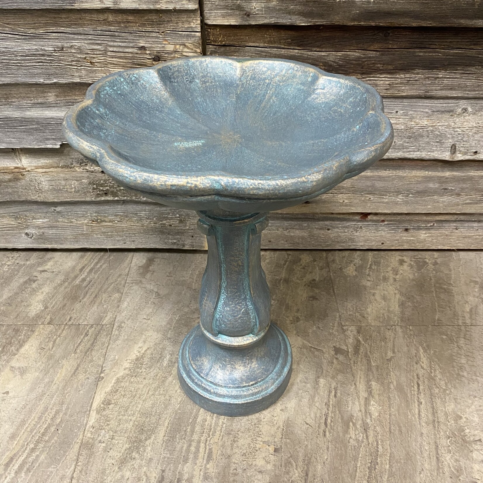 Angelo Concrete Work Ltd Concrete Bird Bath - Small Blue Scalloped