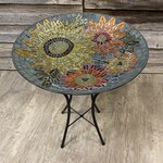 18" Glass Bird Bath with Stand - Mosaic Sunflower