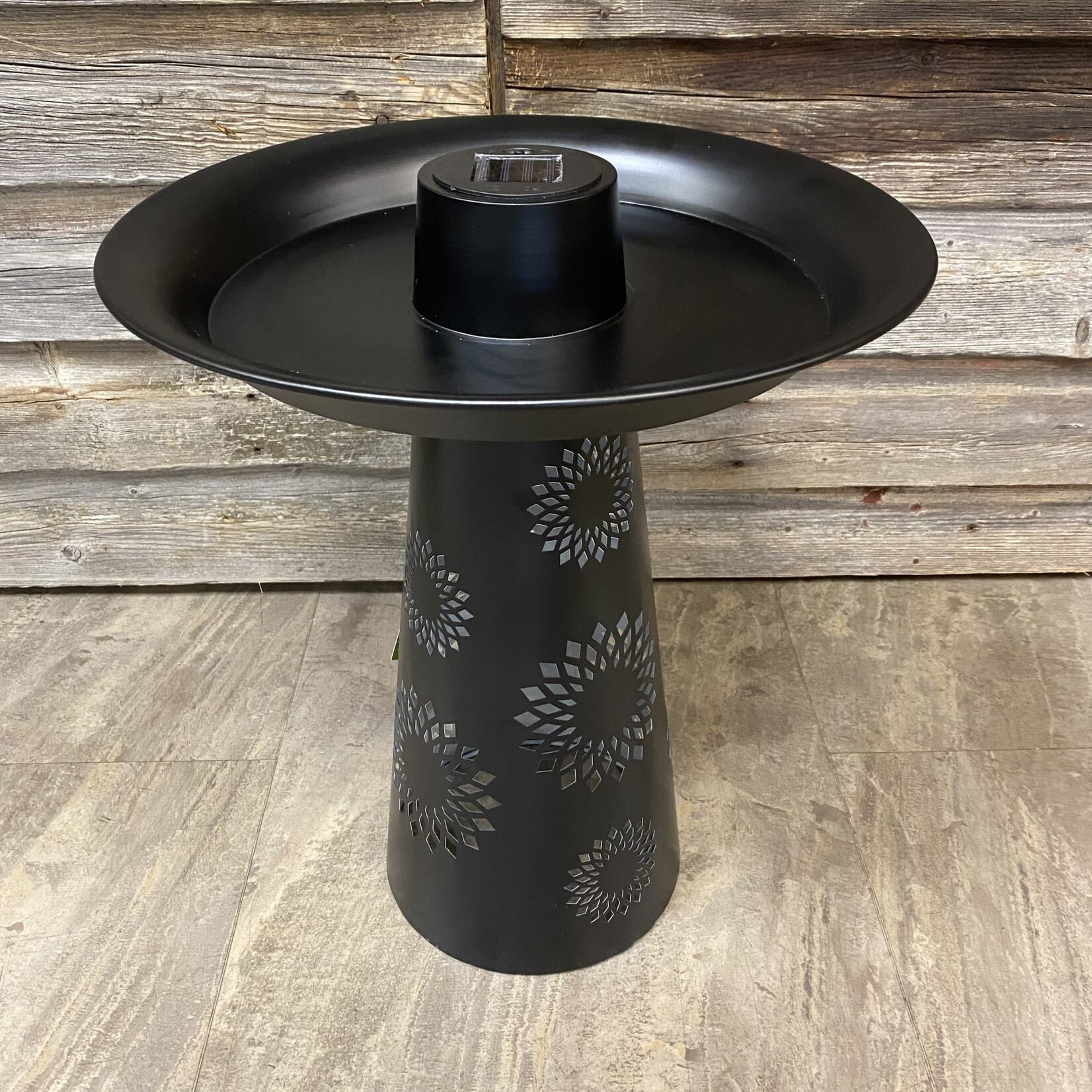 Solar Laser Cut Metal Bird Bath with Pedestal