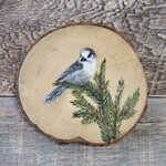 Wood Cookie Painting - Canadian Jay