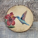 Wood Cookie Painting - Hummingbird