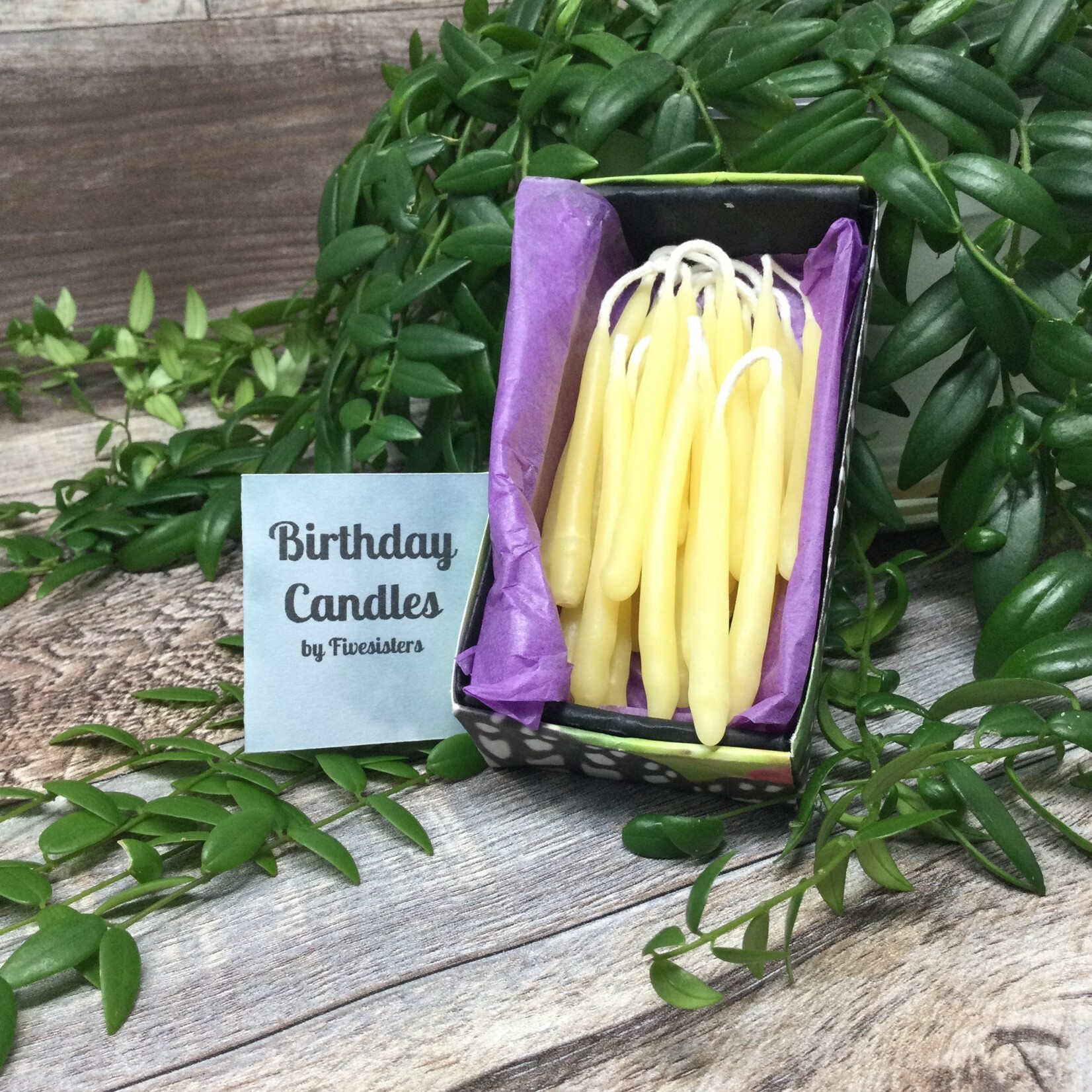 FiveSisterCraft Beeswax Candle - Hand Dipped Birthday Candles