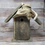Vern's Painted Bird House - Rustic w Roof Knot