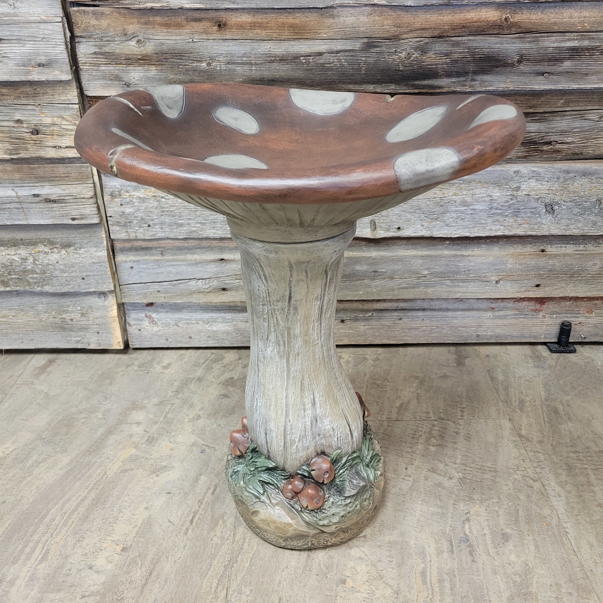 Concrete Bird Bath Oval Mushroom Backyard Birds Nature Shop