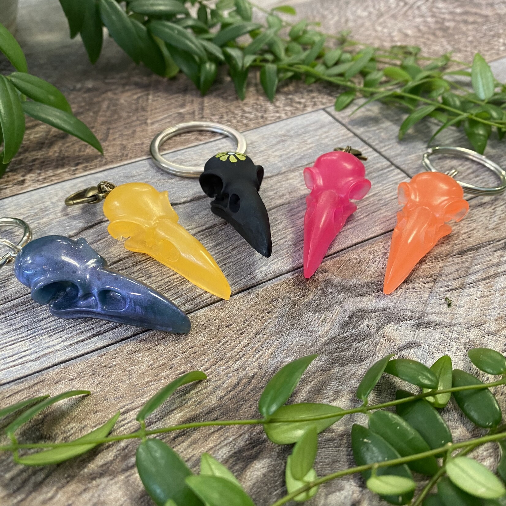 Julia's Resin Crow Skull Keychain