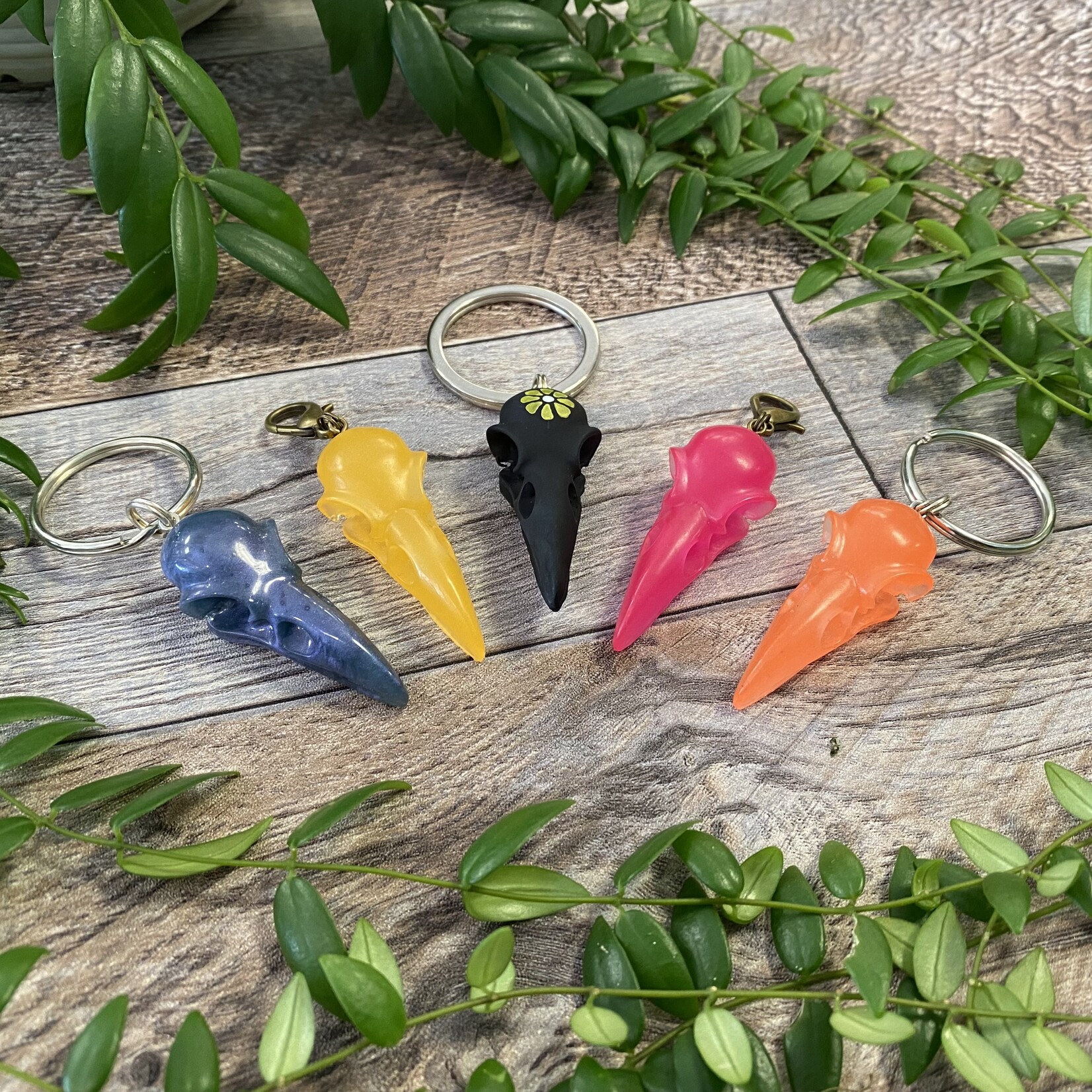Julia's Resin Crow Skull Keychain