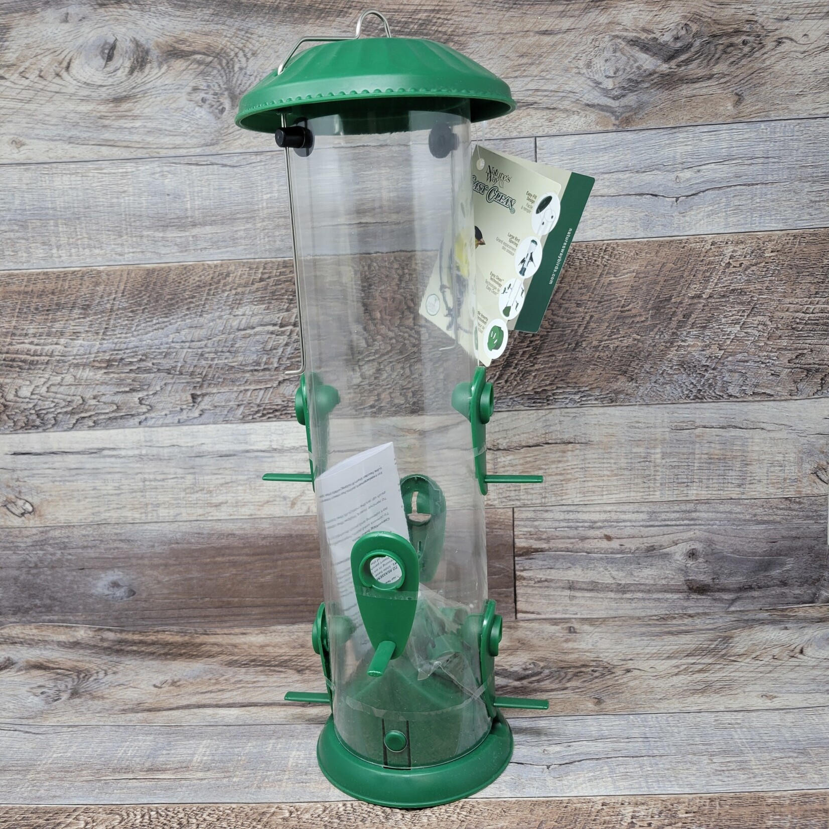 Nature's Way Wide Easy Clean Green Plastic Tube Feeder