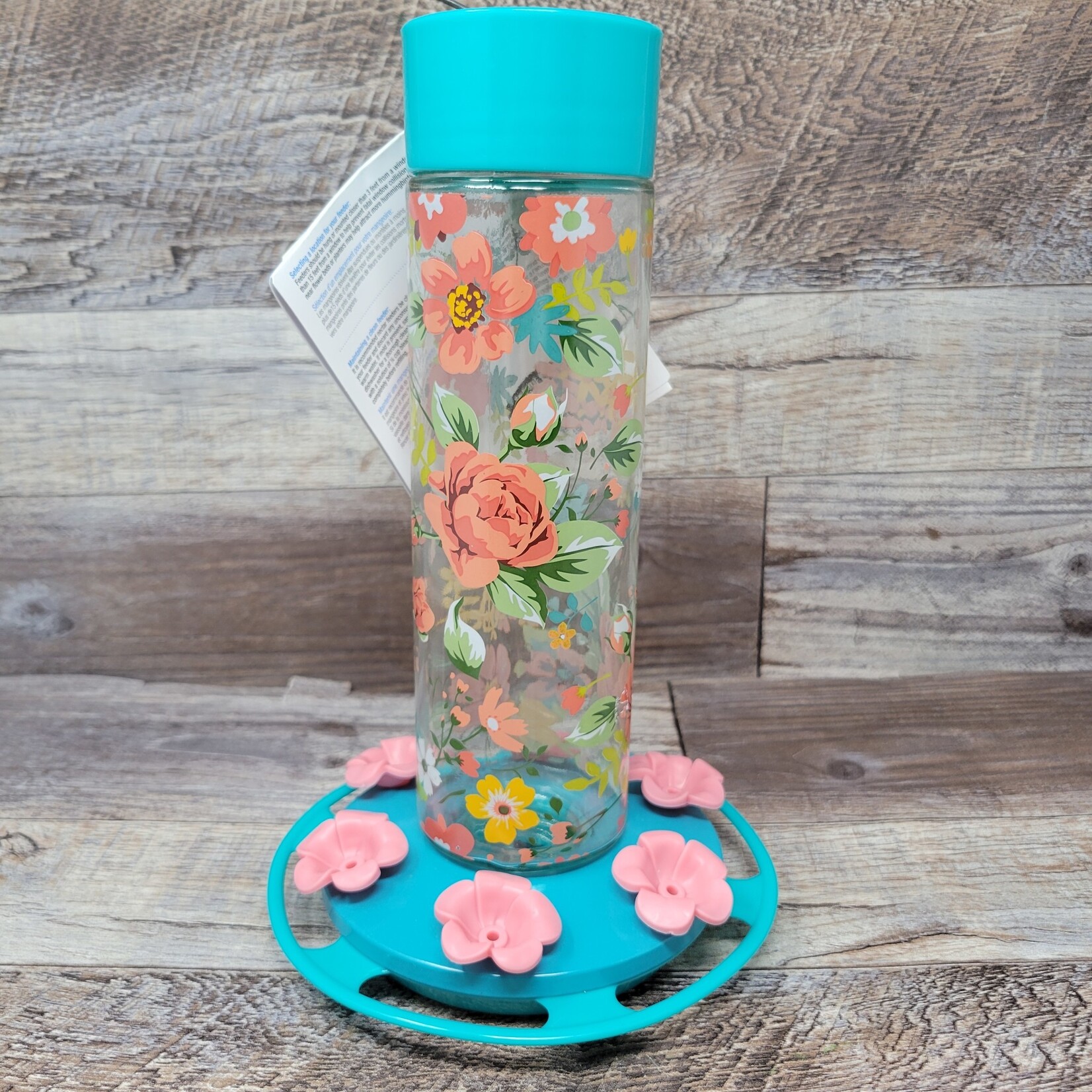 Glass Hummingbird Feeder - Charming Peony