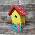 Vern's Painted Bird House - Birds on Coloured Houses
