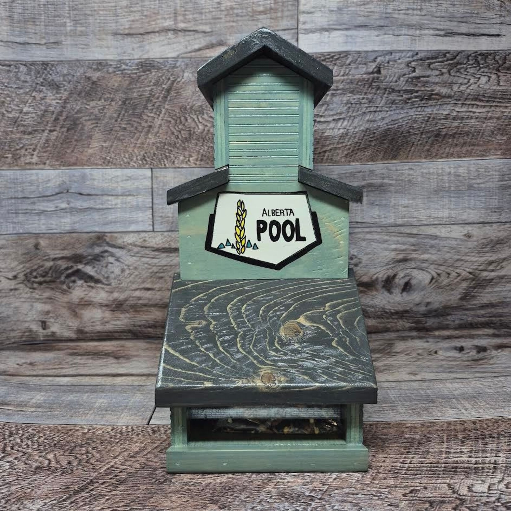 Clumsy Cat Grain Elevator Wheat Pool Feeder - Green Alberta