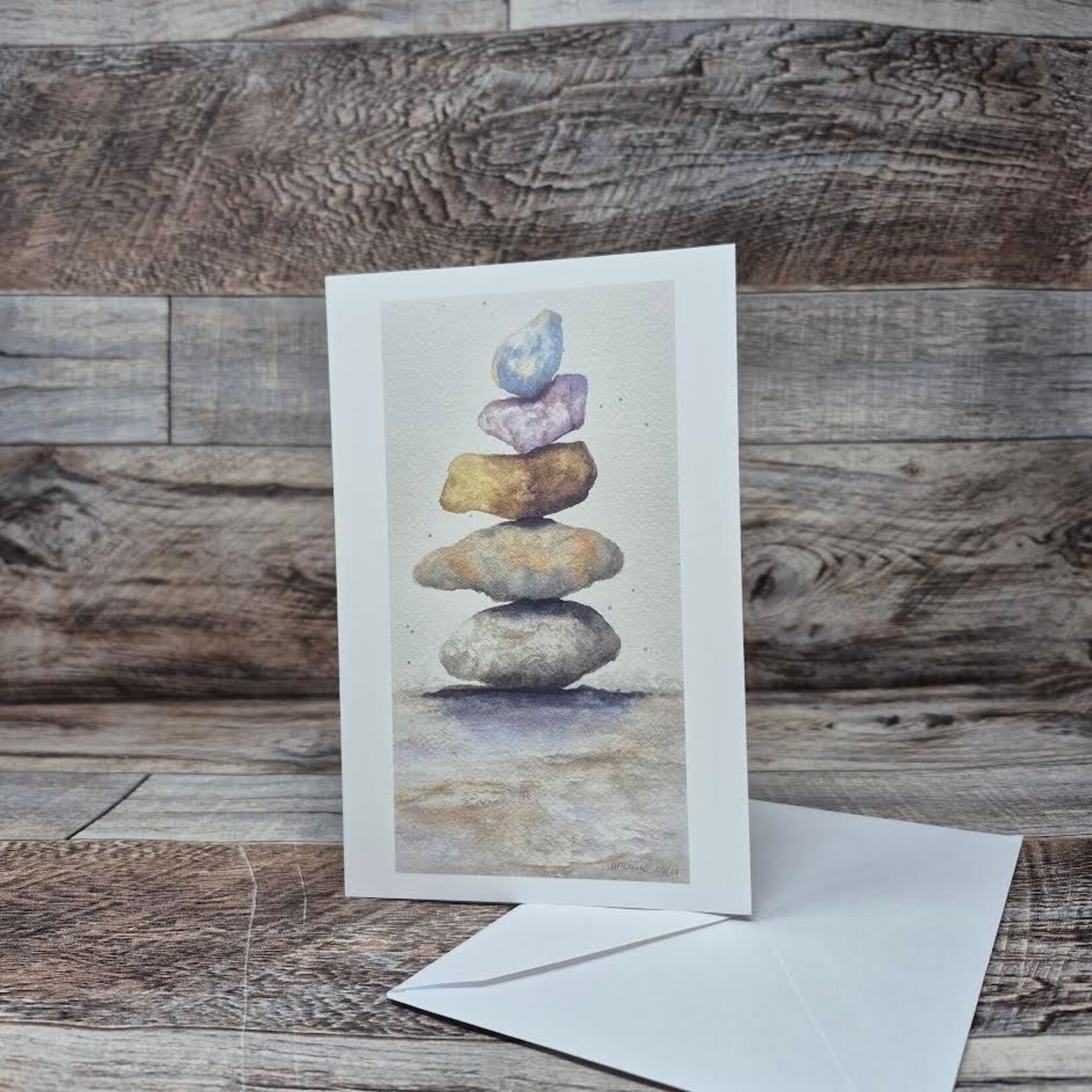 Dalouie's Greeting Card - Watercolour Stacked Stones