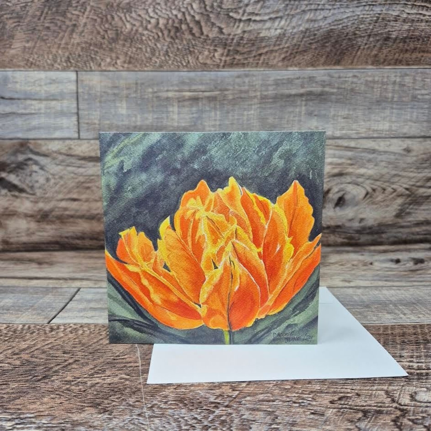 Dalouie's Greeting Card - Watercolour Orange Flower