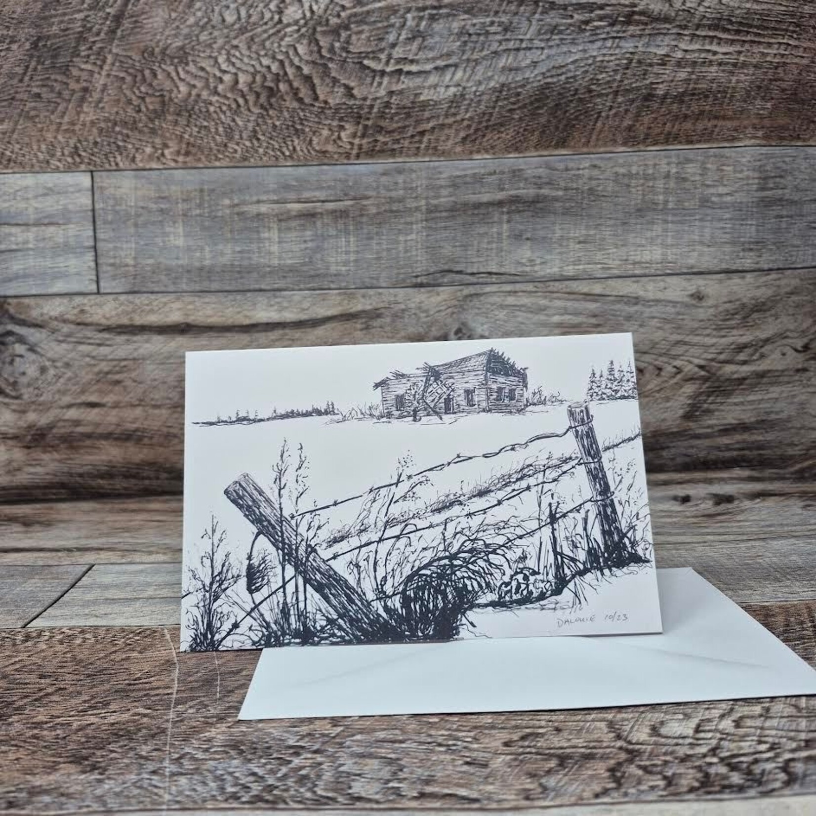 Dalouie's Greeting Card - Ink Winter Barn