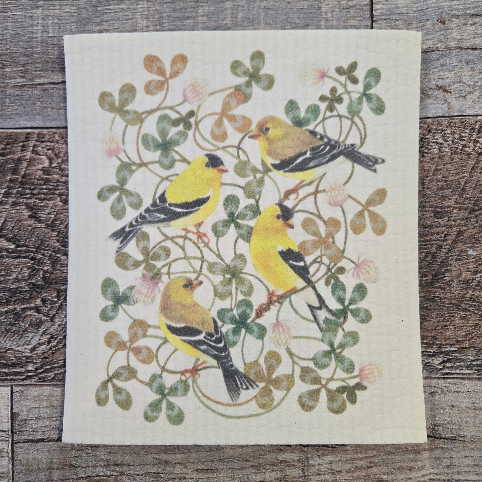 Swedish Dishcloths - Yellow Finches & Clover