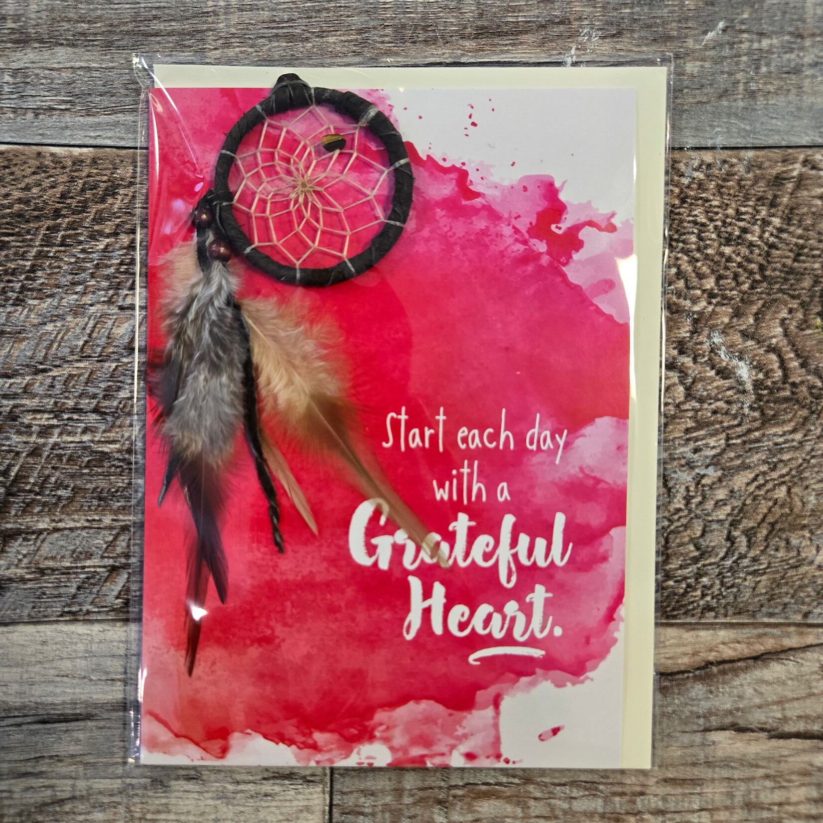 Greeting Card with 1.5" Dream Catcher Grateful Heart