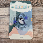 Paper Pattern Silk Pin - Black-Capped Chickadee Purple Violet Flower