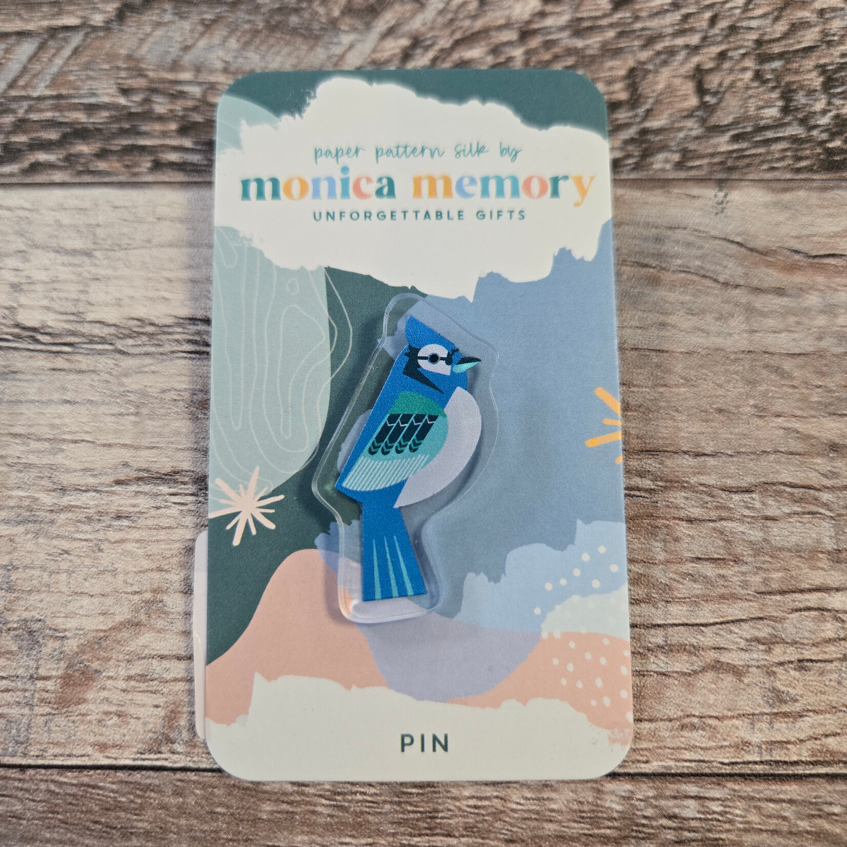 Paper Pattern Silk Pin - Blue Jay