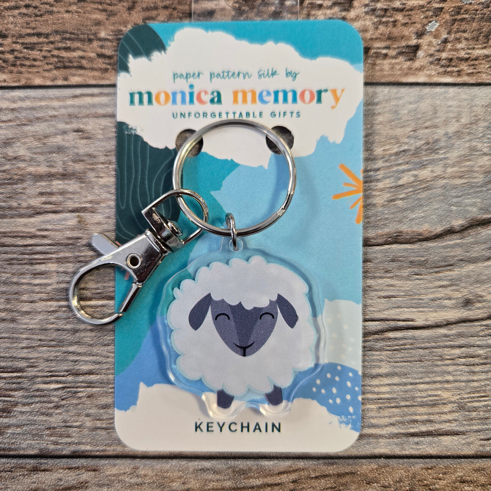 Paper Pattern Silk Keychain - White Sheep