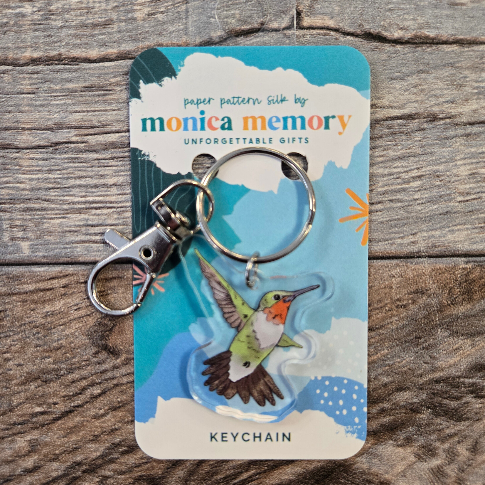 Paper Pattern Silk Keychain - Ruby-Throated Hummingbird