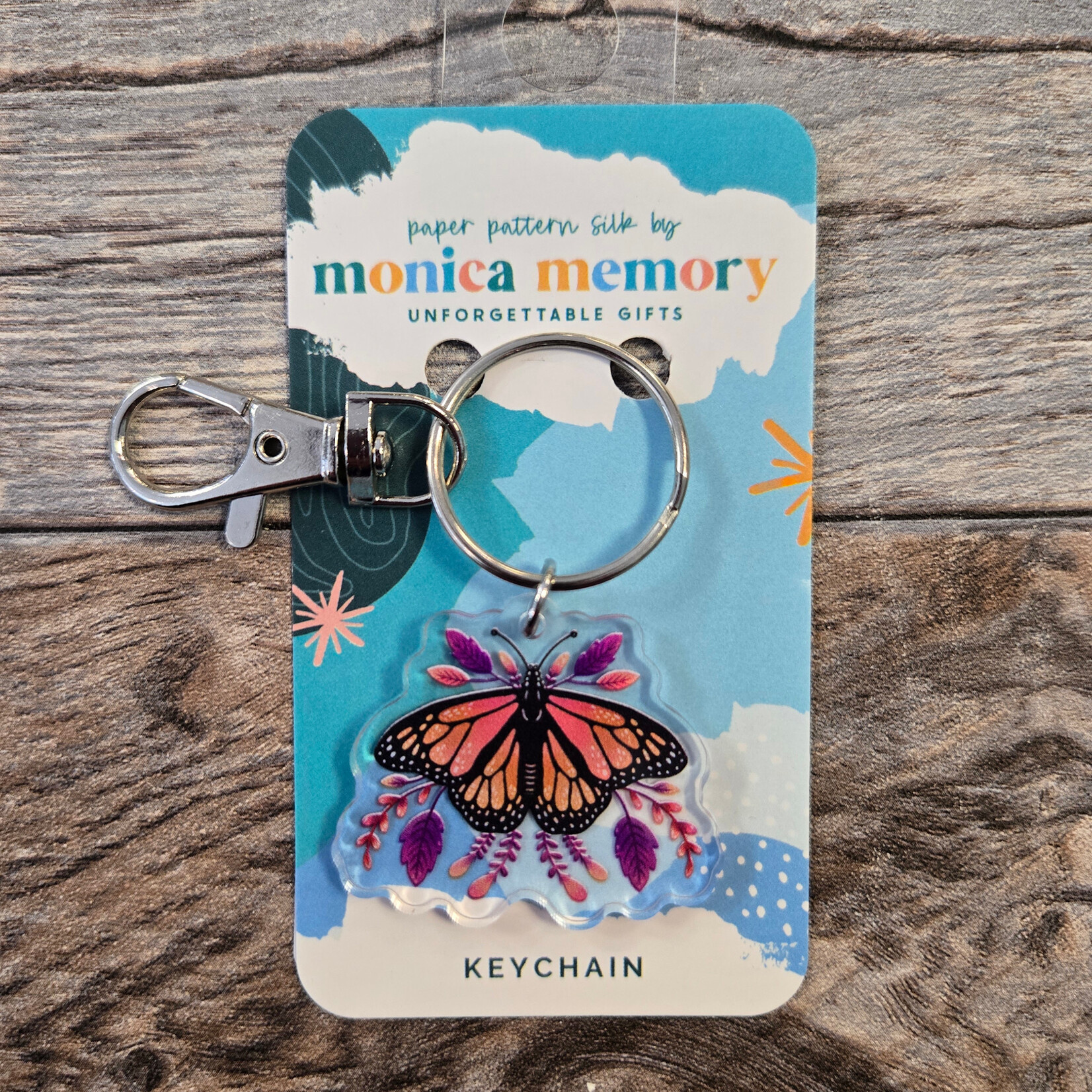 Paper Pattern Silk Keychain - Monarch Butterfly