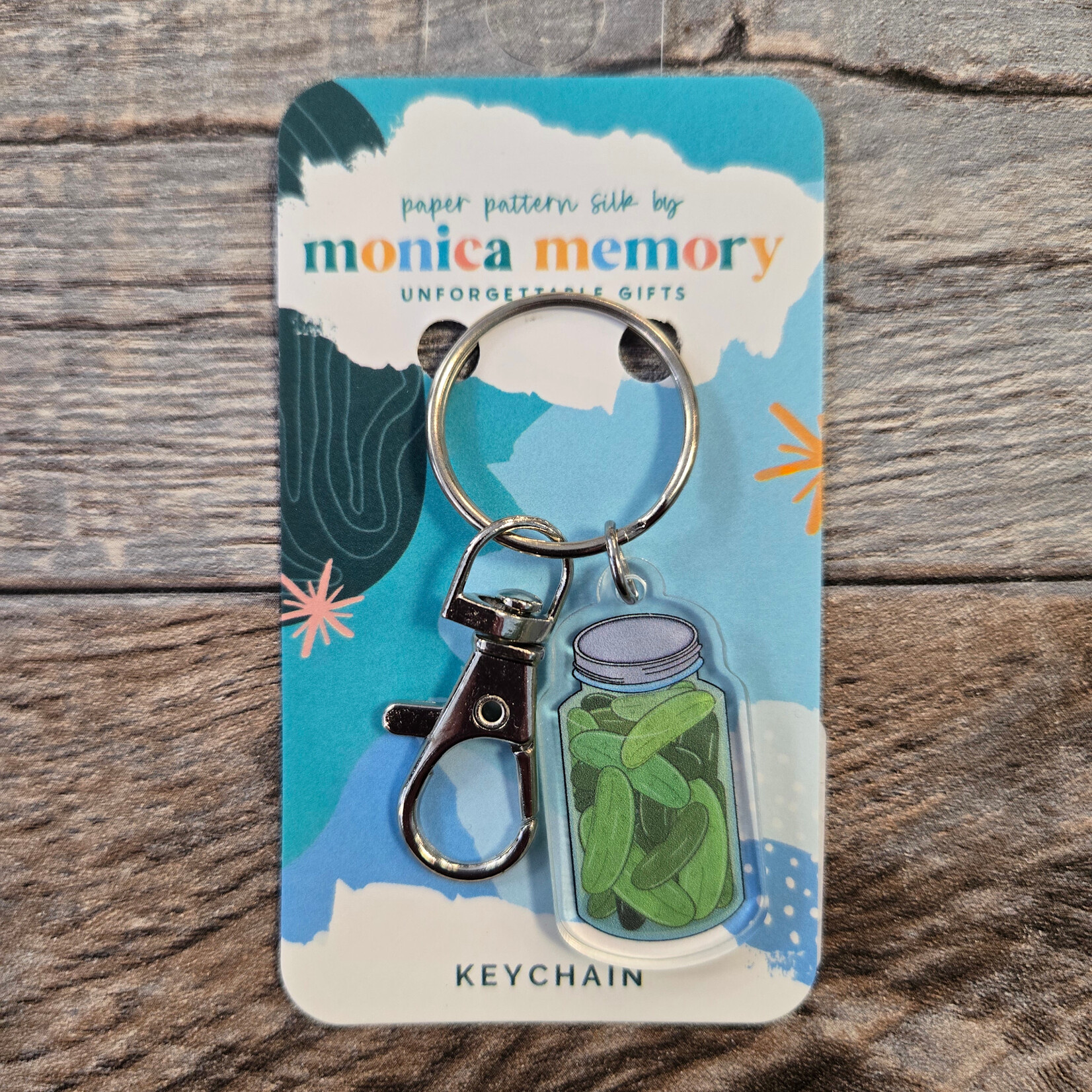 Paper Pattern Silk Keychain - Jar of Pickles