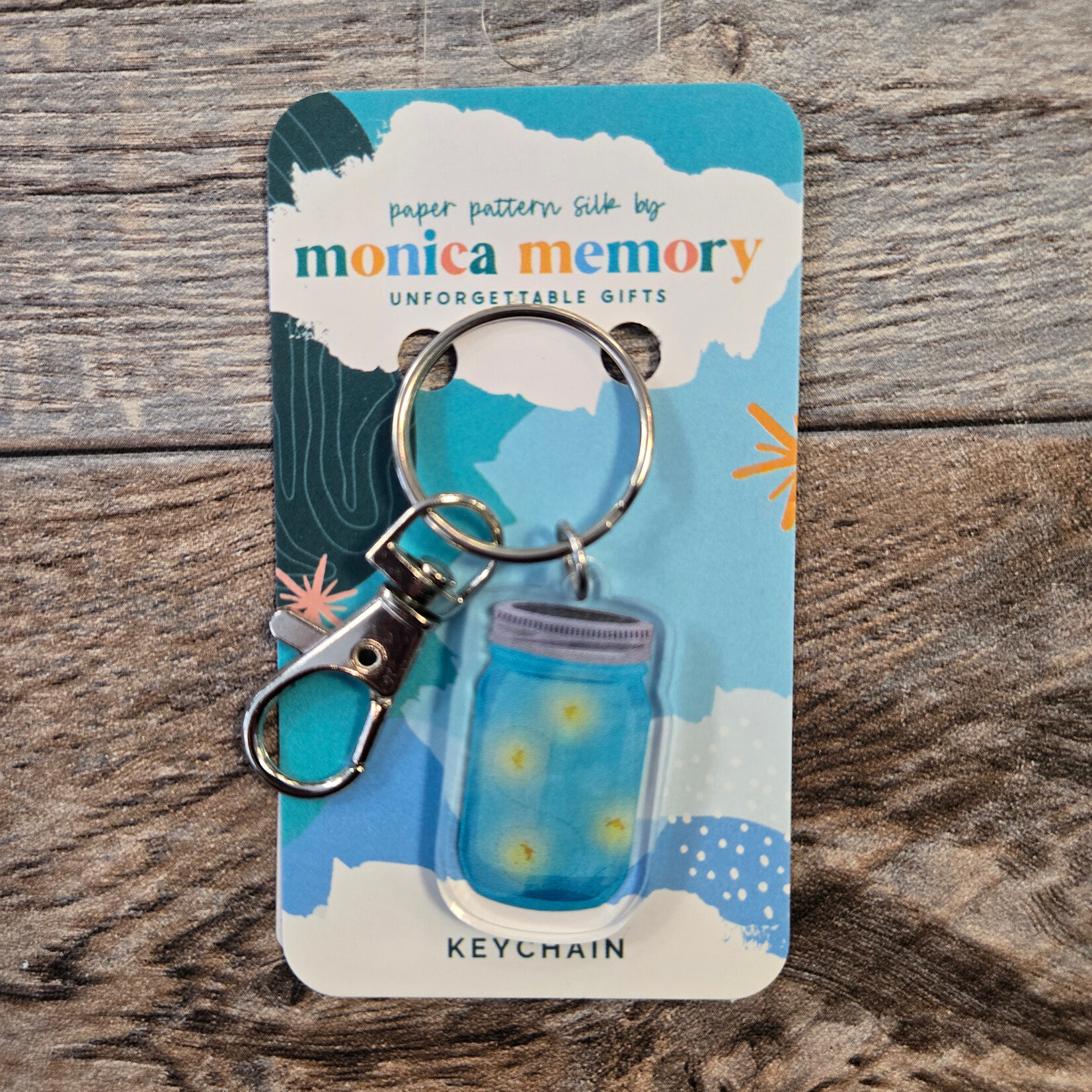 Paper Pattern Silk Keychain - Jar of Fireflies