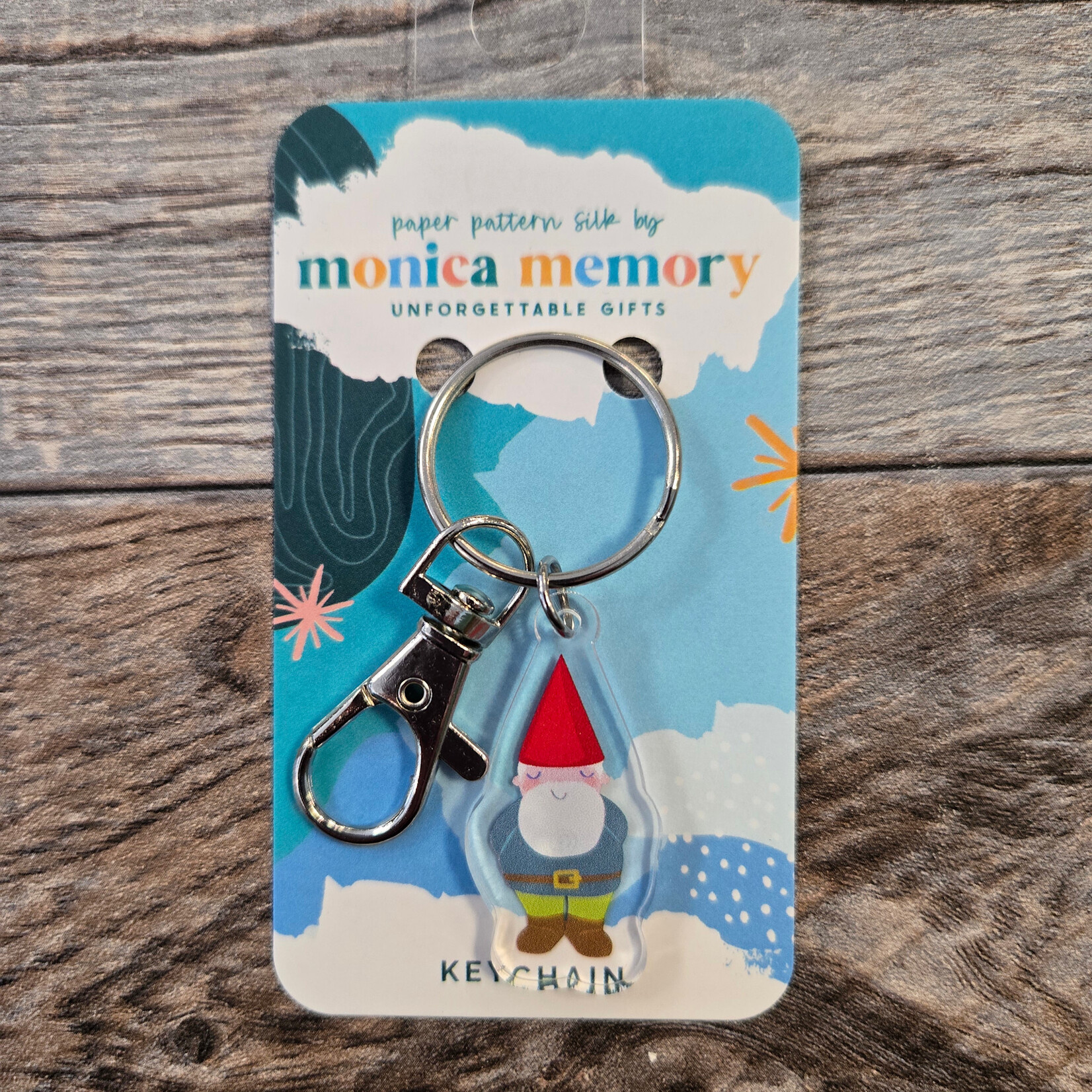 Paper Pattern Silk Keychain - Garden Gnome