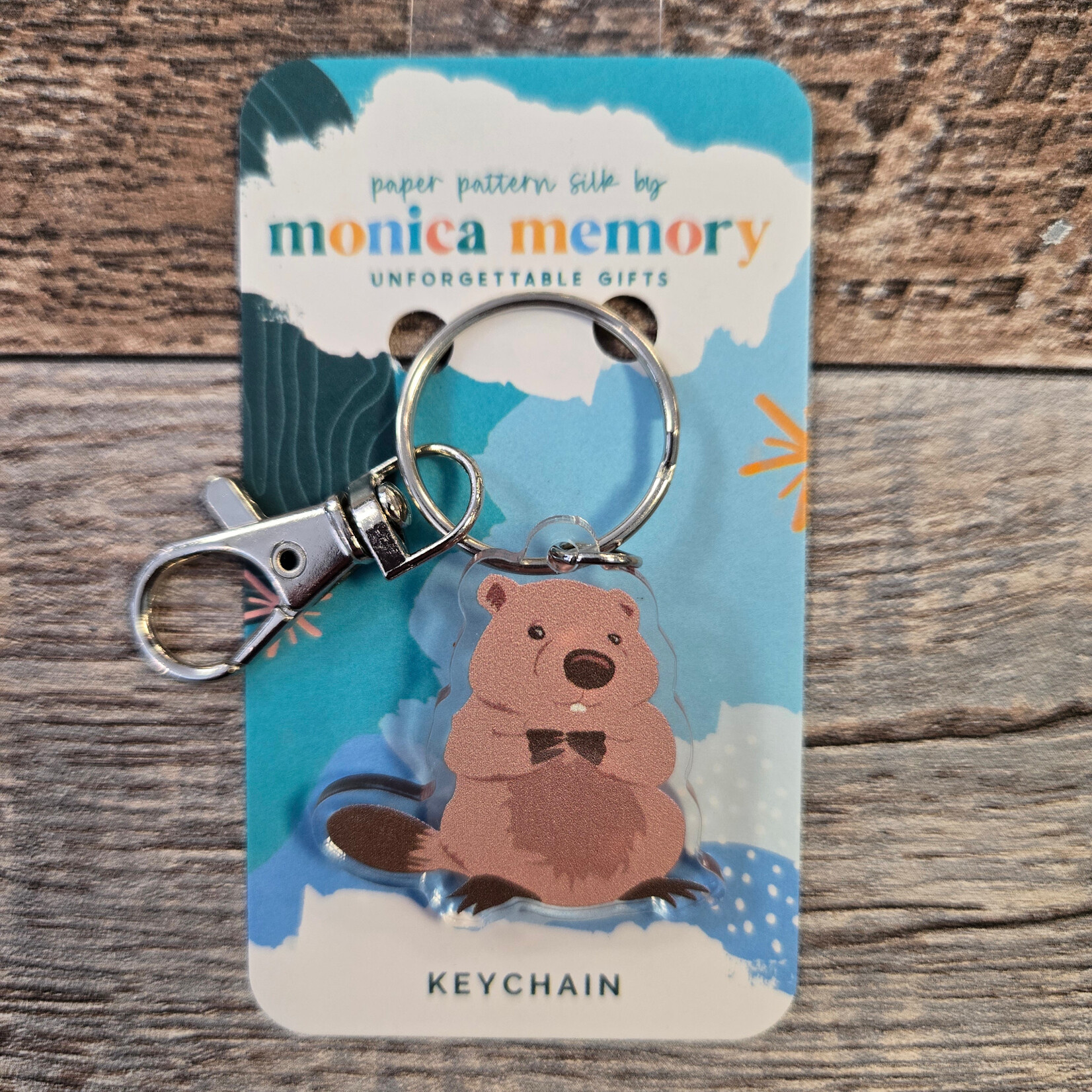 Paper Pattern Silk Keychain - Beaver