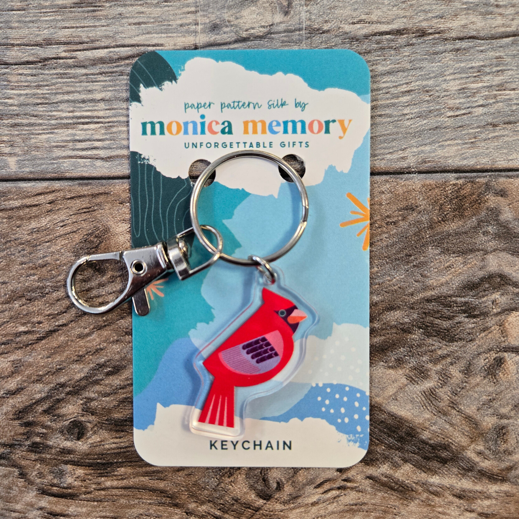 Paper Pattern Silk Keychain - Cardinal