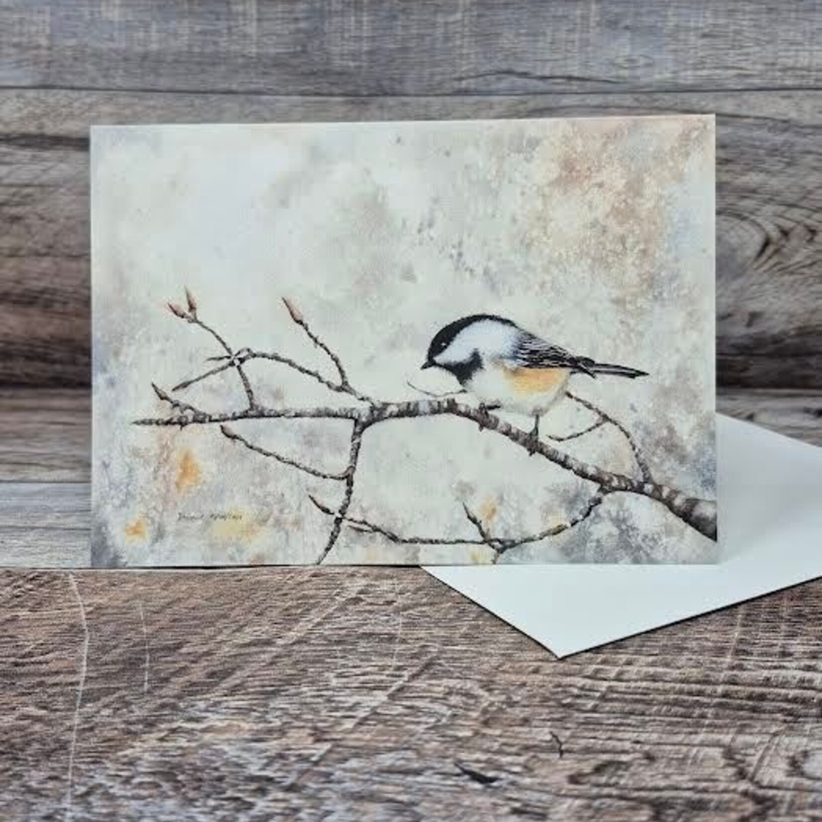 Dalouie's Greeting Card - Watercolour Chickadee on Branch