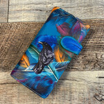 Large Shagwear Wallet - Teal Raven Feather