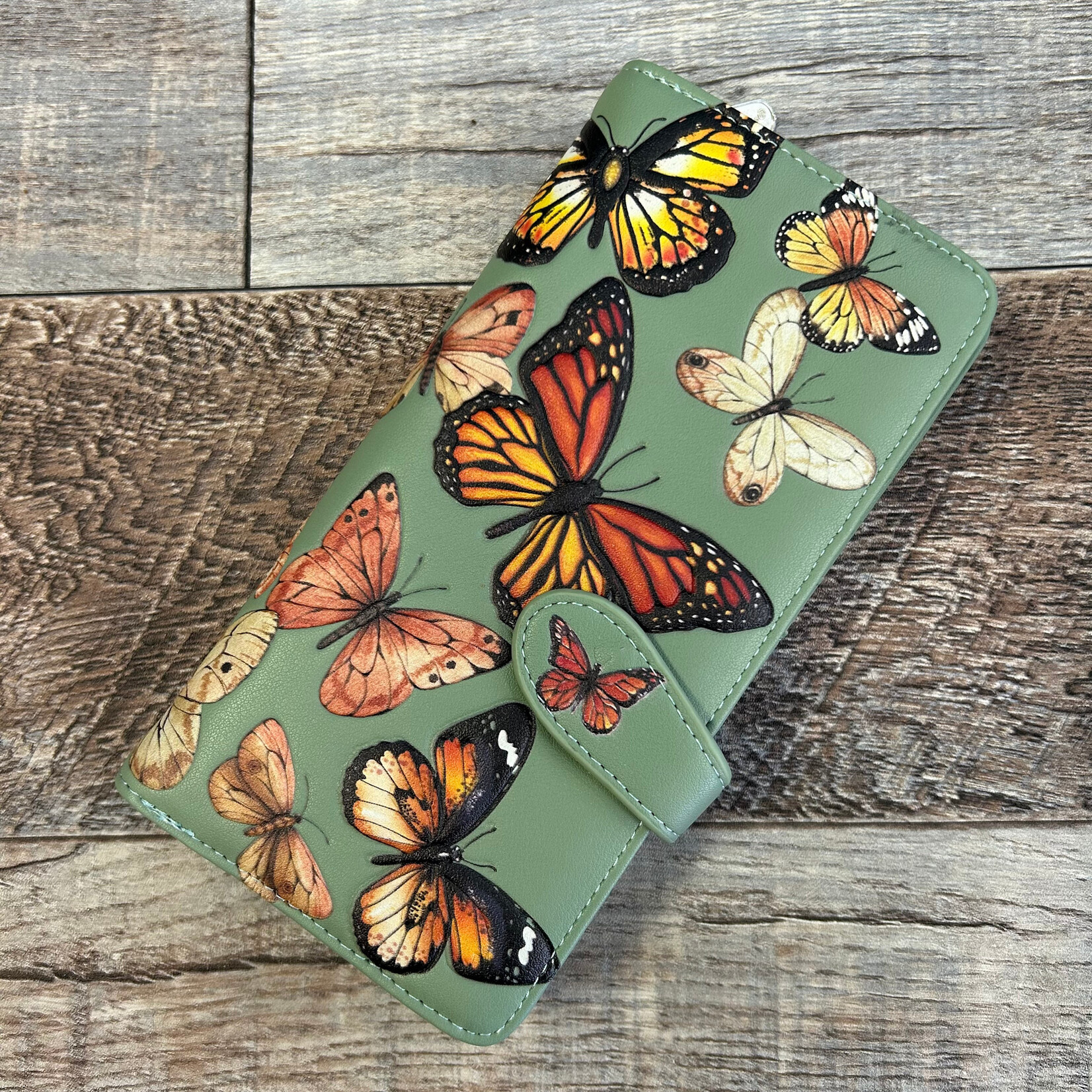 Large Shagwear Wallet - Green Monarch Migration
