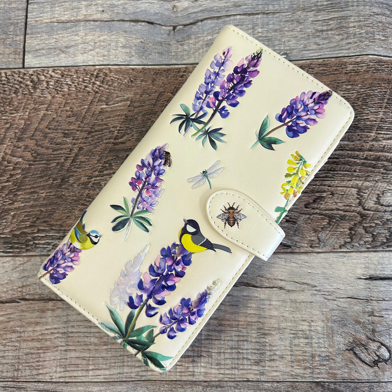 Large Shagwear Wallet - Beige Summer Lupines