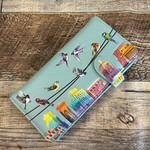 Large Shagwear Wallet - Blue Birds on a Wire