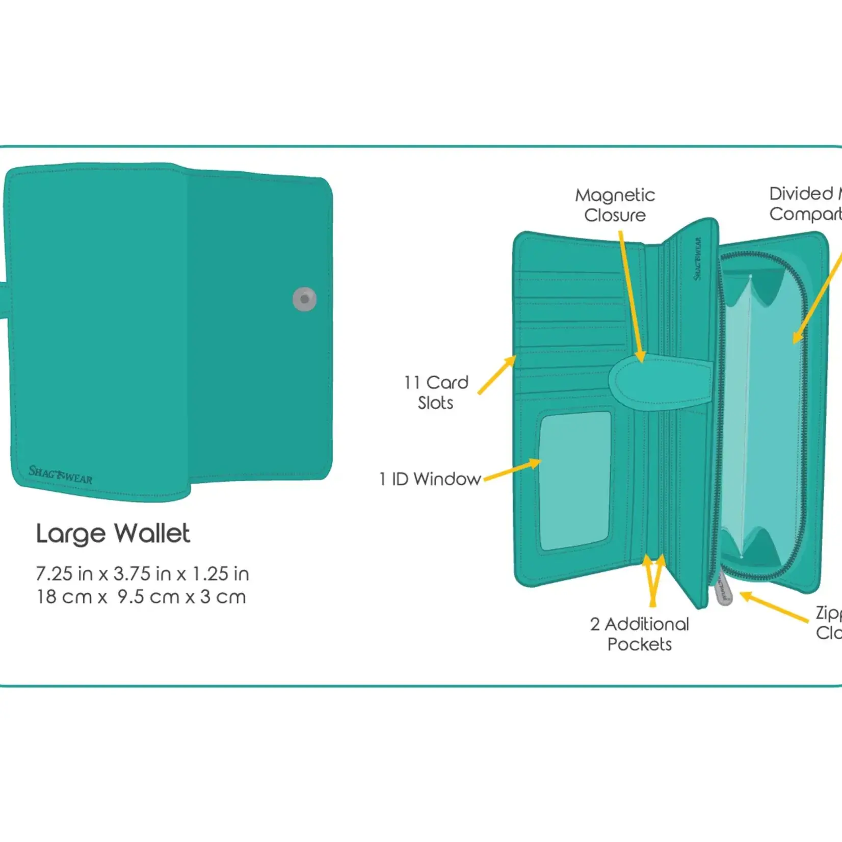 Large Shagwear Wallet - Cream Dragonflies