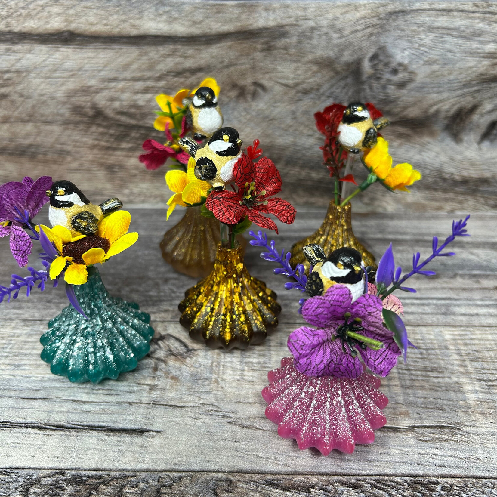 Chickadee Art - Mini Flower Bouquet