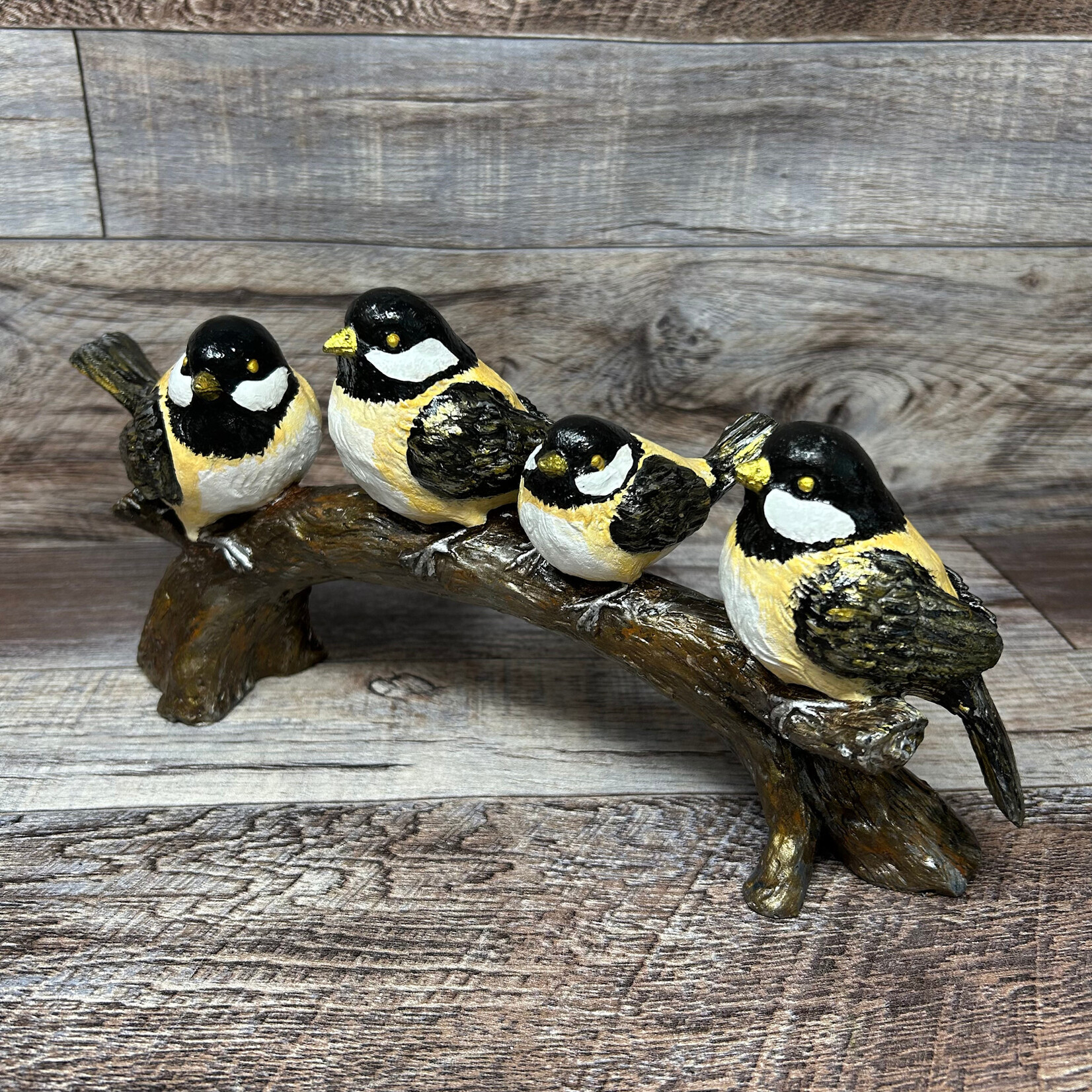 Chickadee Art - Foursome on Log
