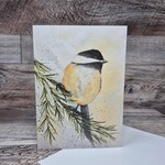 Dalouie's Greeting Card - Chickadee On Fir Branch