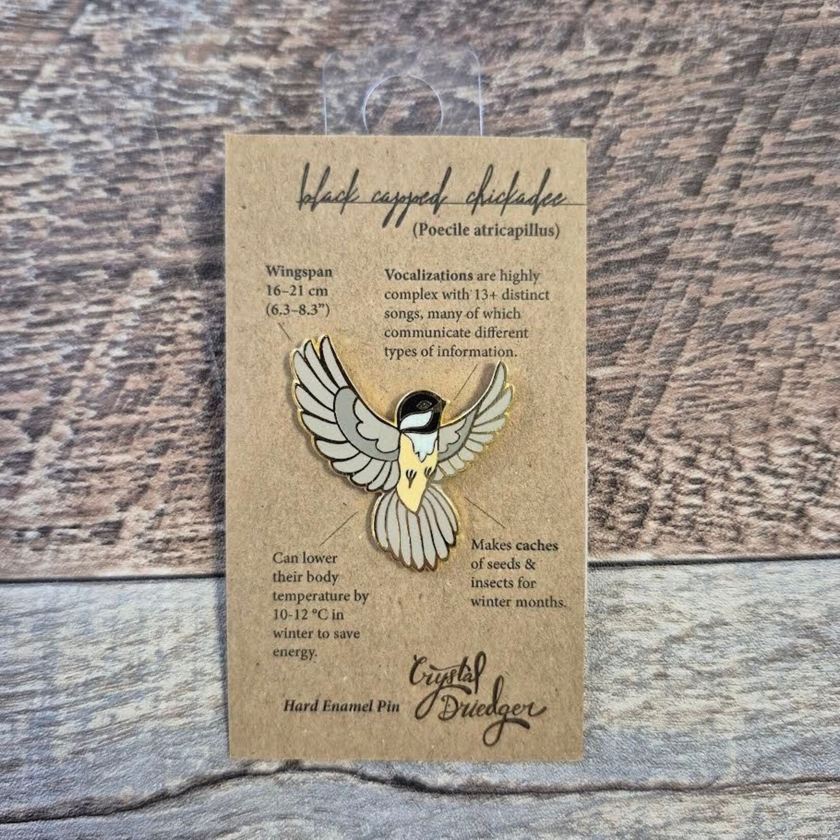 Crystal Driedger Pin - Chickadee Flying