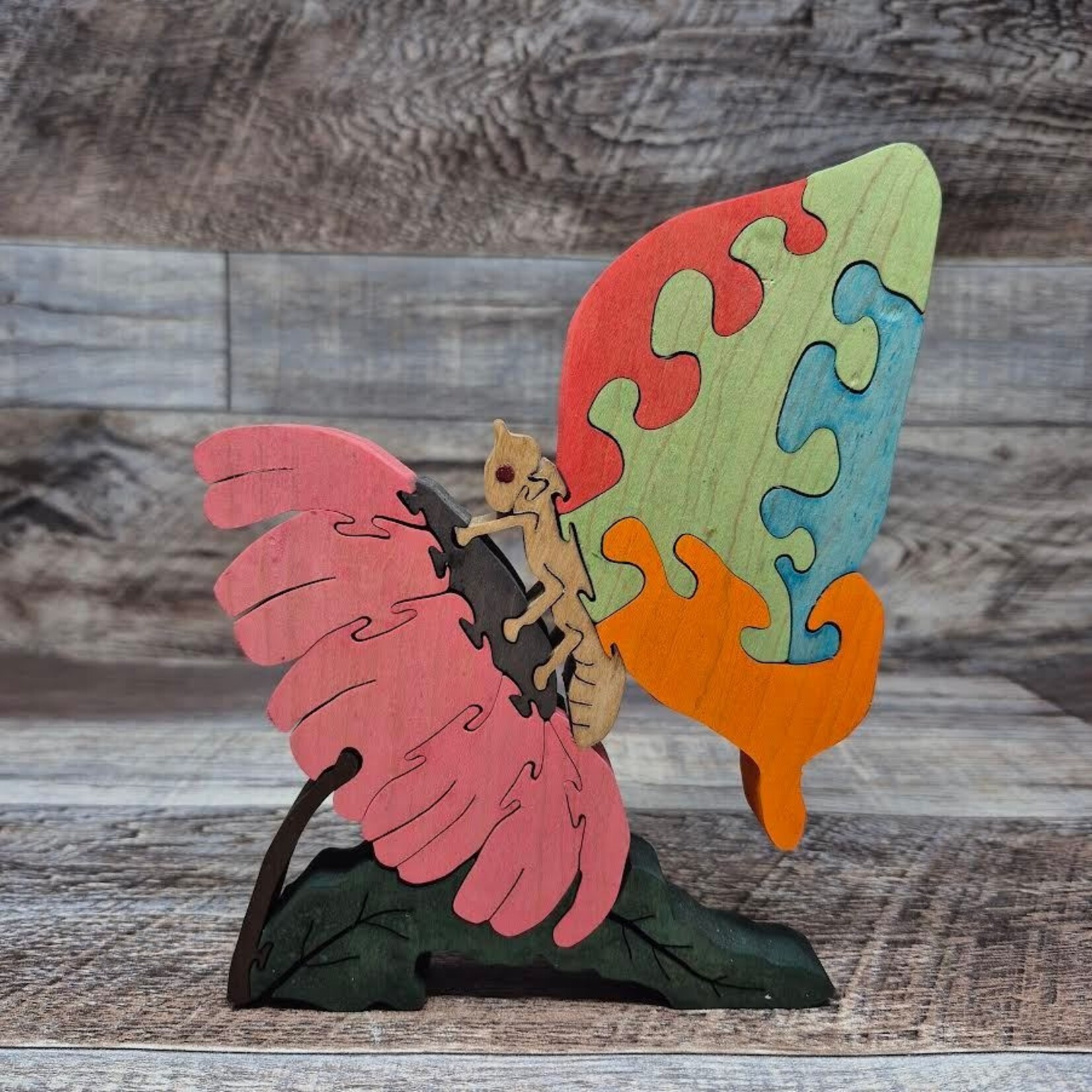 Brian's Wood Puzzle - Butterfly on Flower