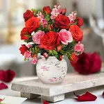 Fresh Cut Paper Mini Bouquet & Card - Blooming Roses