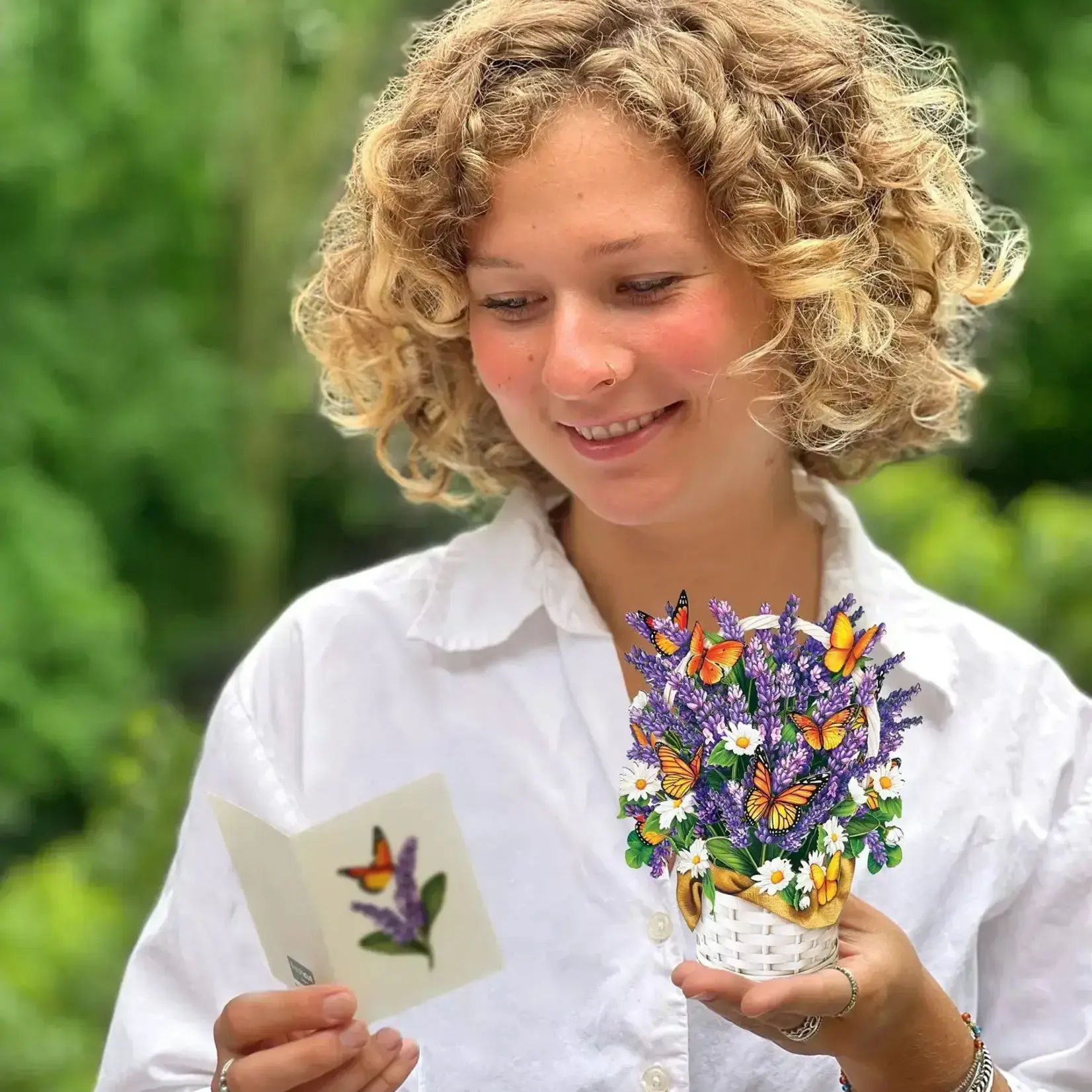 Fresh Cut Paper Mini Bouquet & Card - Lavender