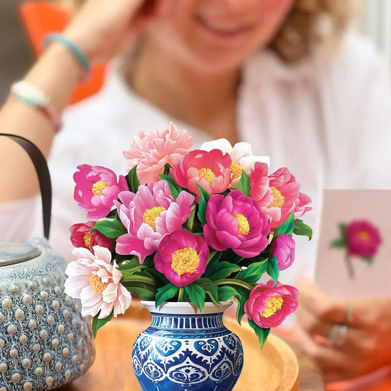 Fresh Cut Paper Mini Bouquet & Card - Peony Paradise