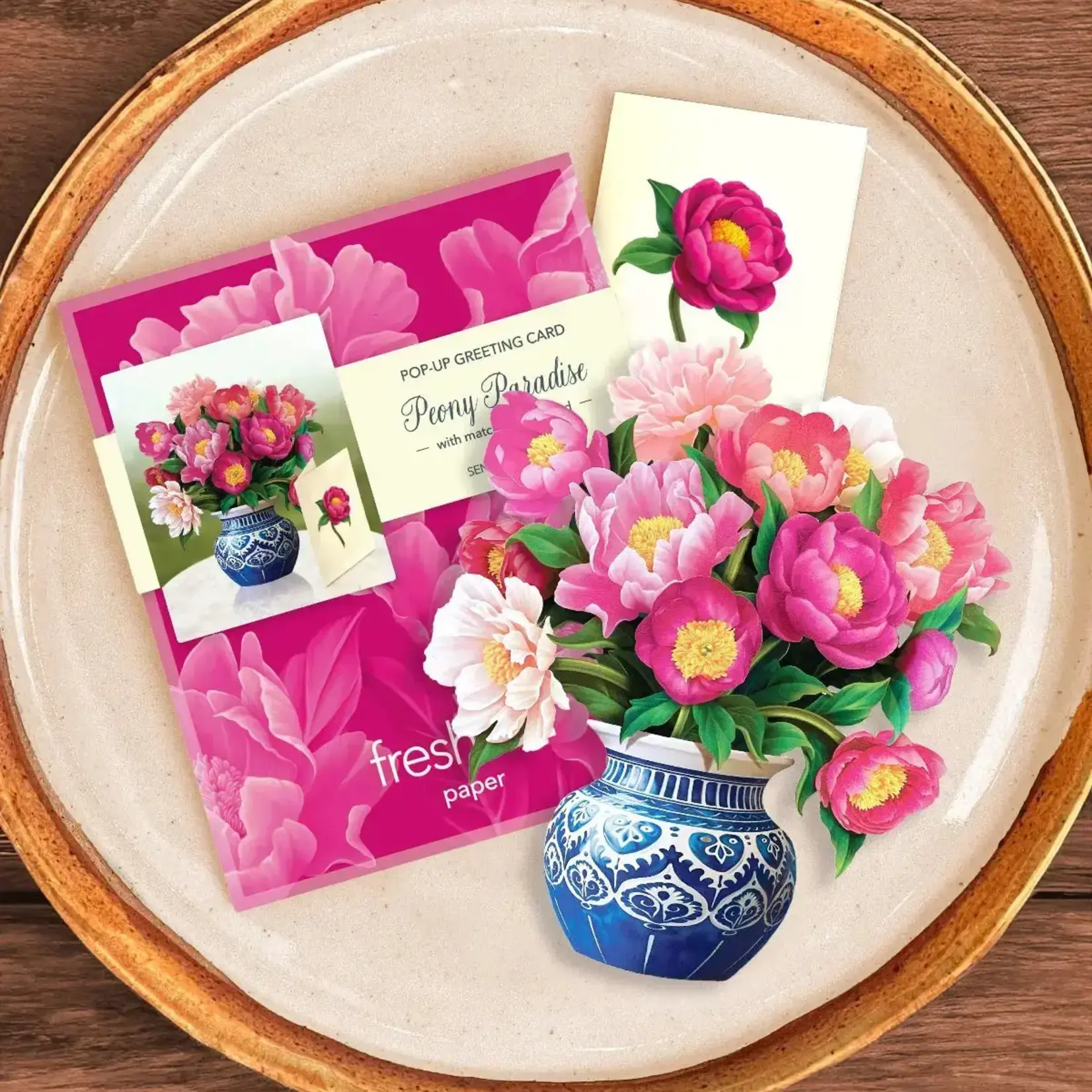 Fresh Cut Paper Mini Bouquet & Card - Peony Paradise