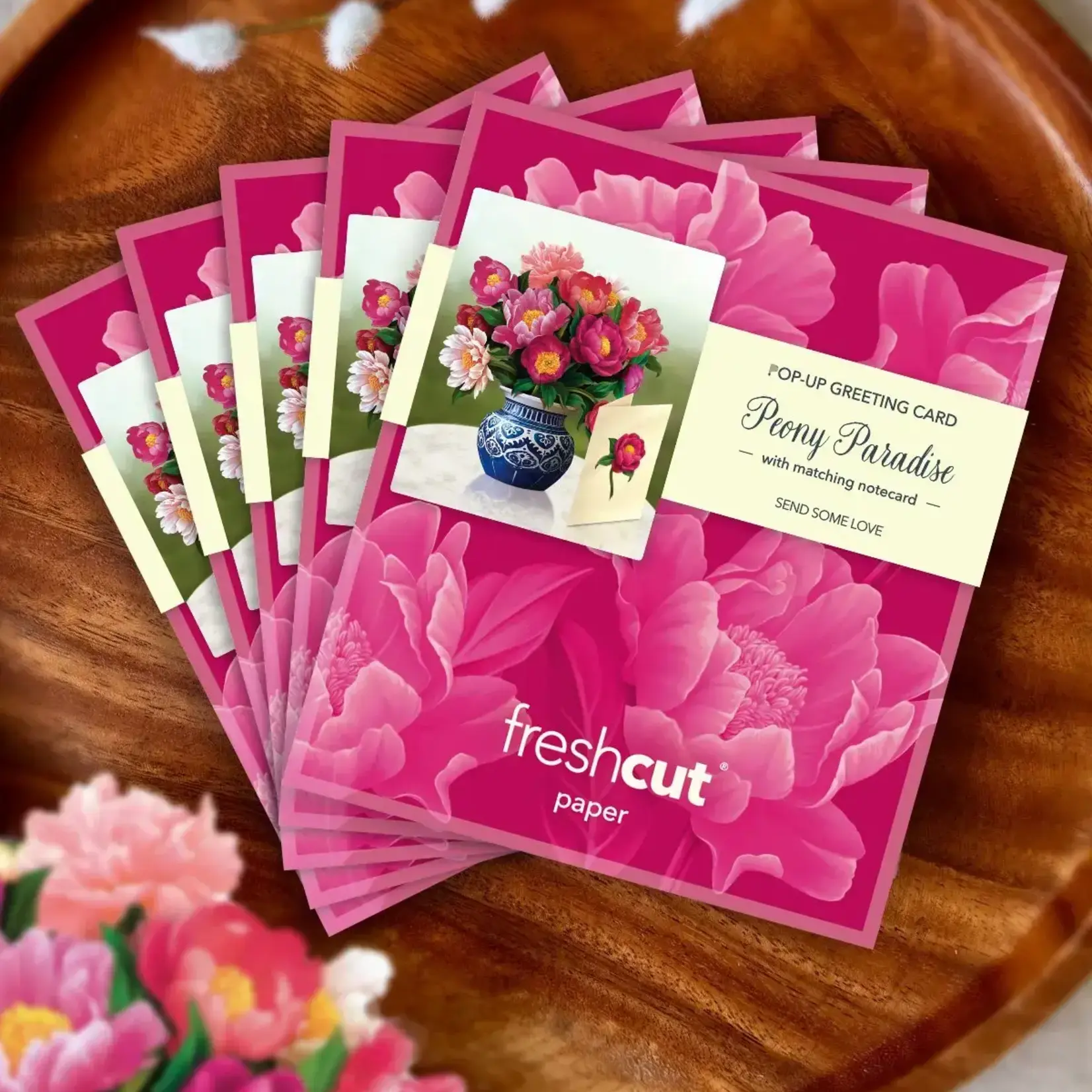 Fresh Cut Paper Mini Bouquet & Card - Peony Paradise