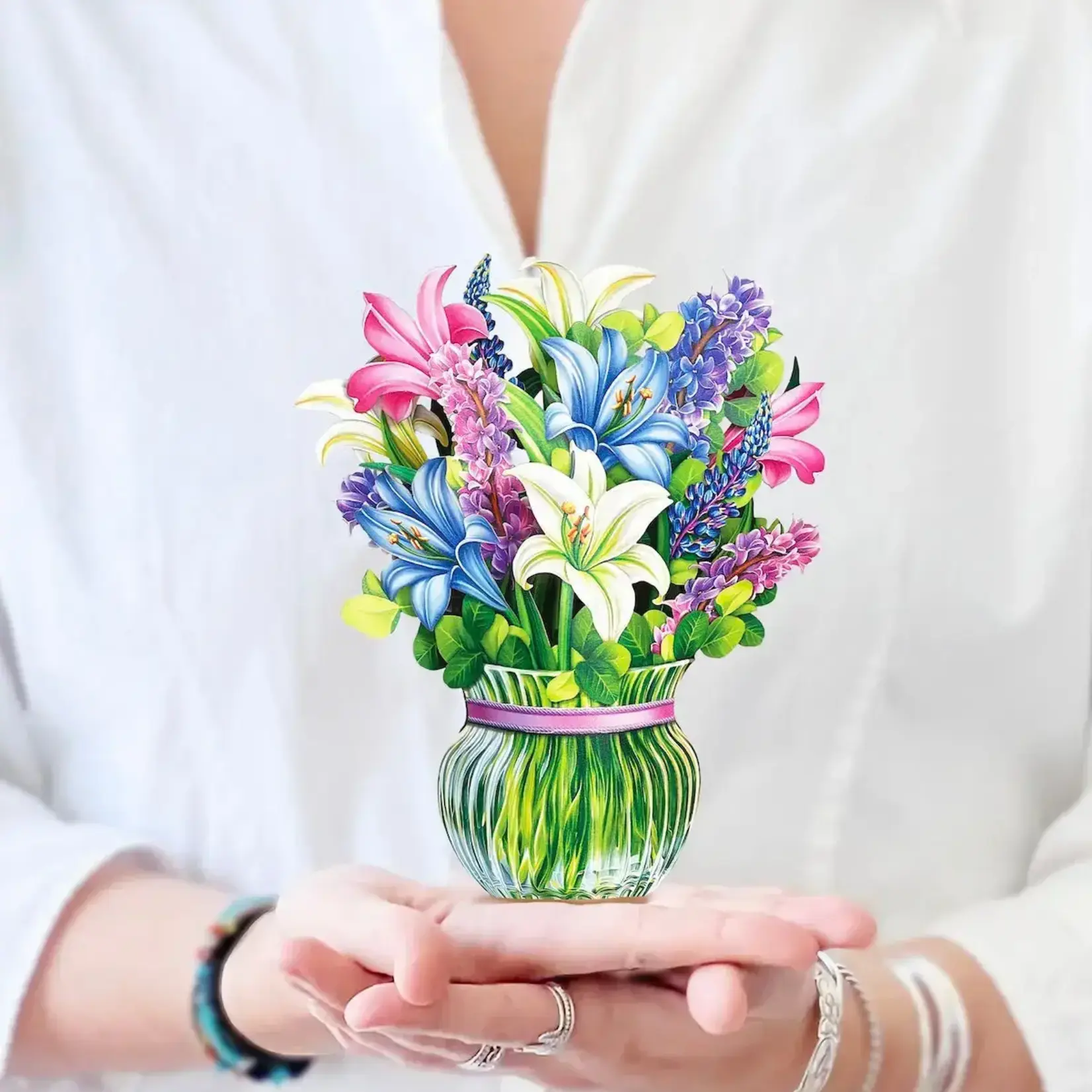 Fresh Cut Paper Mini Bouquet & Card - Lillies & Lupines